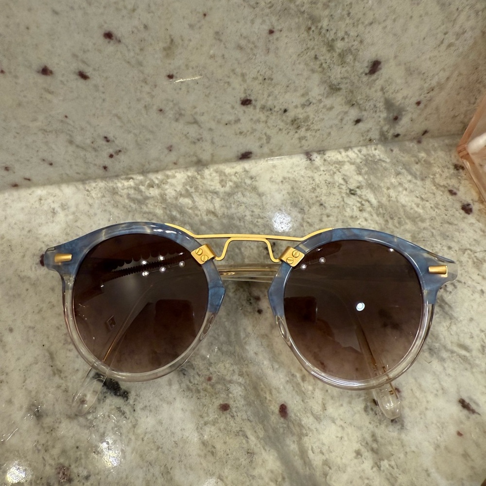 Blue and Gold Round Sunglasses